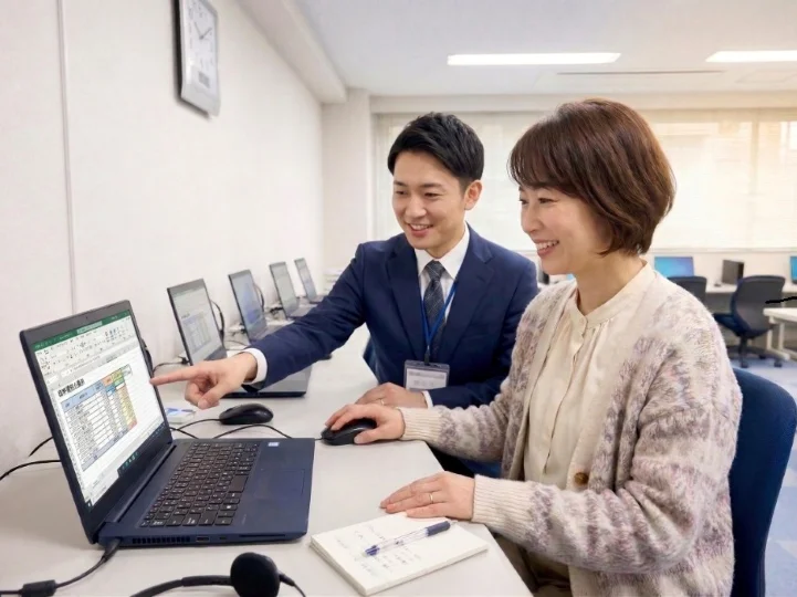 パソコンで学習する受講生の様子